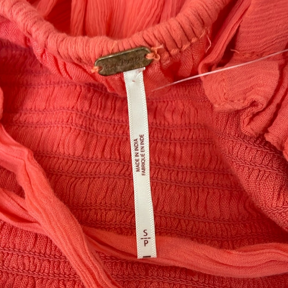 NWT Free People Coral puff sleeve tie back v neck mini dress size small - Picture 4 of 7